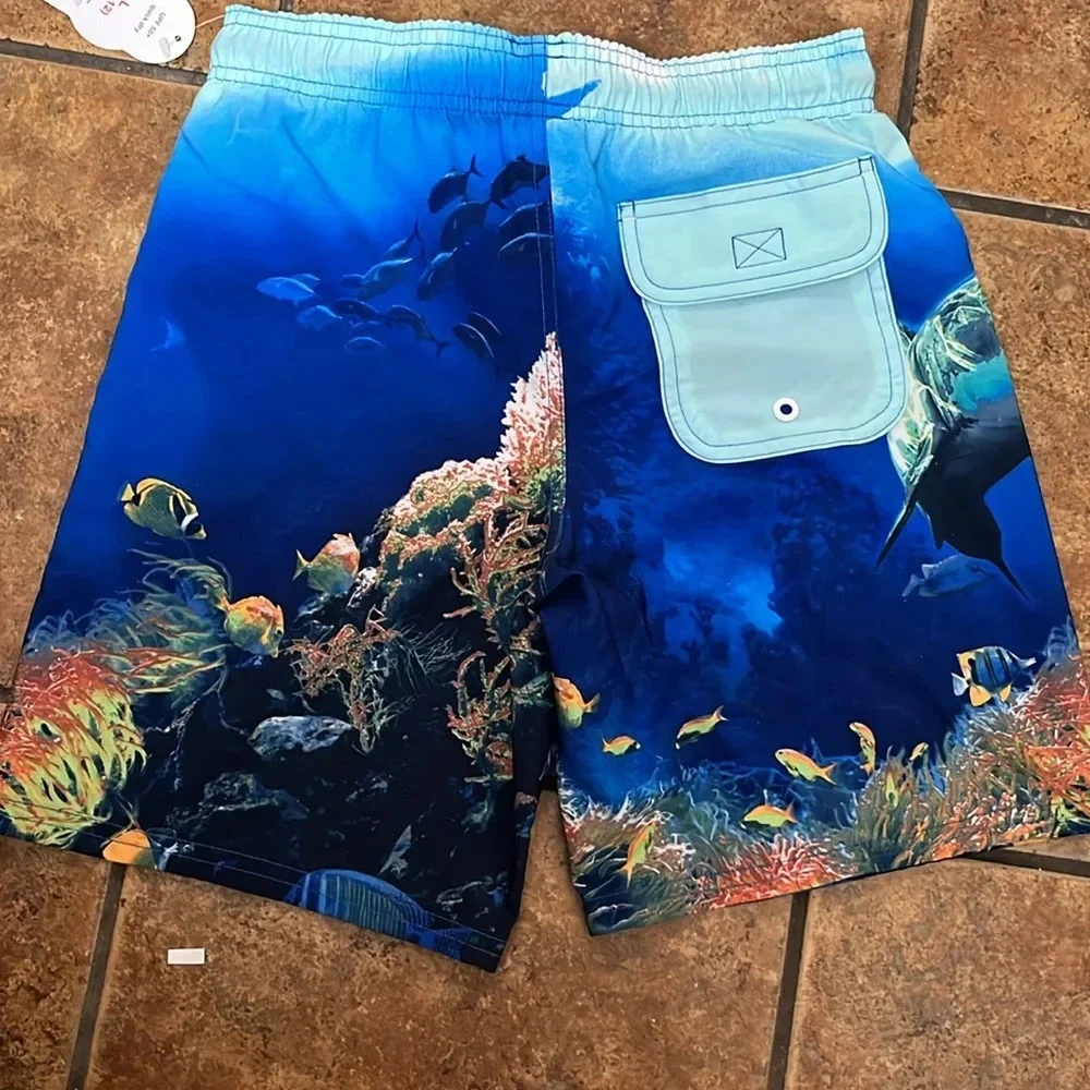 Ocean-Themed Swim Shorts Wondernation Size 10-12